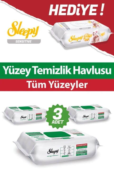 Sleepy بی‌بی صابون سفید Easy Clean 3×100 + هدیه ۹۰ تایی Sensitive