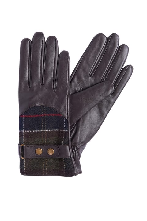 دستکش Barbour Dee Tartan مدل BR71 رنگ قهوه‌ای تیره
