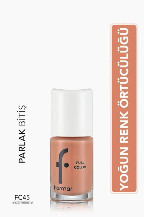 Flormar Full Color لاک ناخن براق با پیگمنت بالا - رنگ FC45 هلویی براق