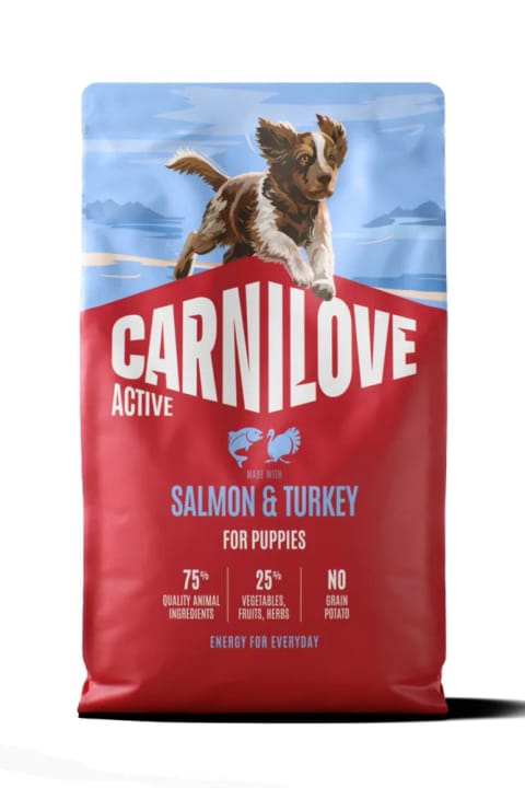 Carnilove ACTIVE غذای خشک بدون غلات برای توله سگ‌ها با گوشت سالمون و بوقلمون ۴ کیلوگرمی