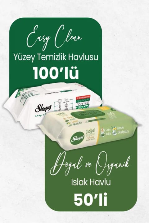 Sleepy دستمال مرطوب طبیعی و ارگانیک ۵۰ عددی و دستمال تمیزکننده ۱۰۰ عددی