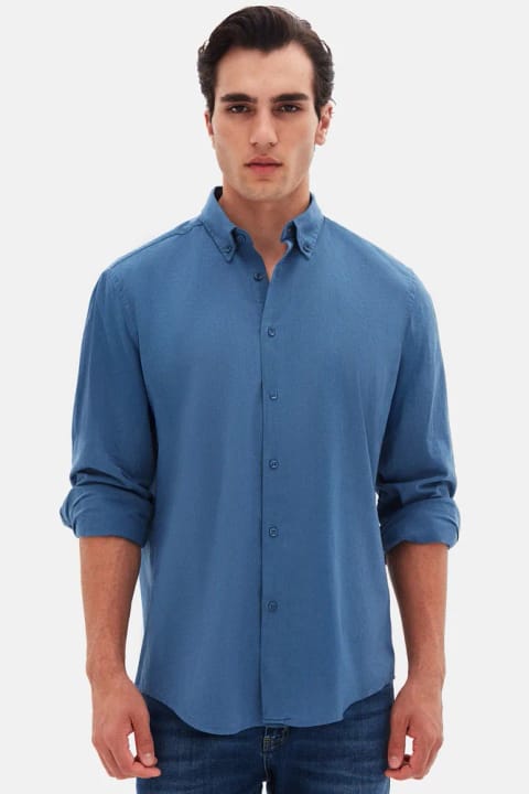 دیاس دامات Comfort Indigo یقه دکمهدار مدل راحت با ظاهر کتان %1...
