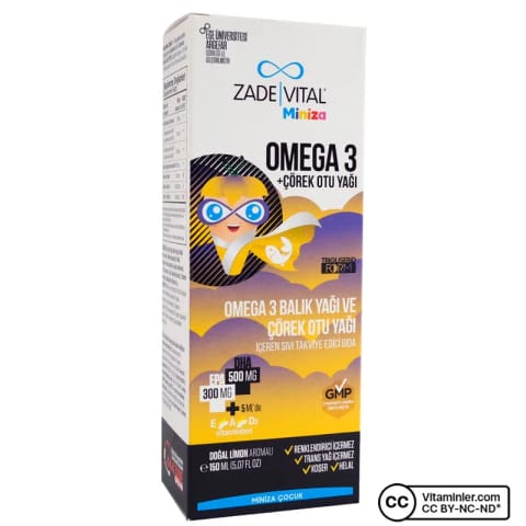 Zade Vital Miniza Omega 3 و روغن سیاهدانه 150 میلیلیتر