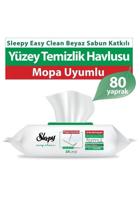 Sleepy Easy Clean دستمال تمیزکننده سطح سازگار با تی، حاوی صابون سفید ۸۰ عددی