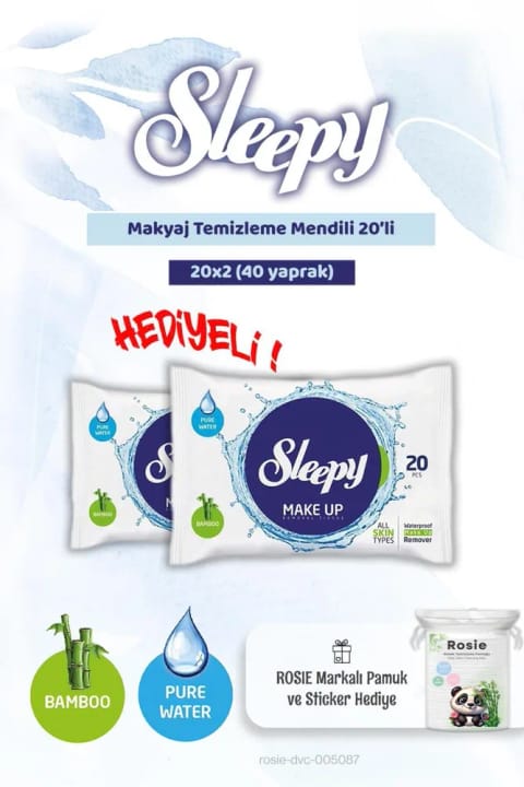 Sleepy دستمال پاککننده آرایش ۲۰ عددی × ۲ و پنبه Rosie