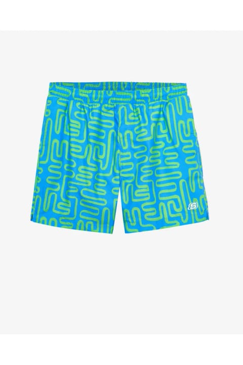 SKECHERS M 5 Inch Allover Print Swimshort شلوارک ساحلی مردانه آبی دریایی S241113-400