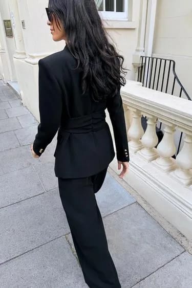 شلوار پلیسه دار راسته گشاد Zara