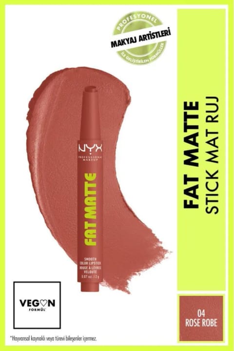 رژ لب مات مرطوبکننده NYX Professional Makeup Fat Matte - 04 Rose Robe
