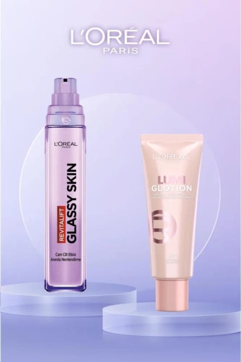 L'Oreal Paris Revitalift Filler Glassy Skin کرم پوست شیشهای + 901 Fair Glow Glotion ست درخشان