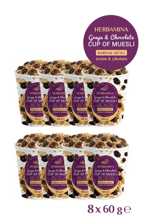Herbamina 8'li Kase Müsli Üzüm & Çikolatalı