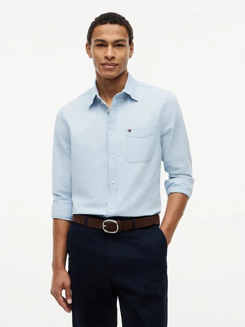 پیراهن چمبری ساده مردانه Tommy Hilfiger