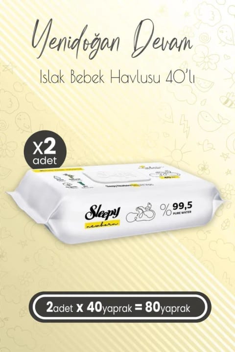 Sleepy دستمال مرطوب نوزاد ویژه ادامه دوران نوزادی، بسته ۲ عددی ۴۰ تایی (۸۰ برگ)