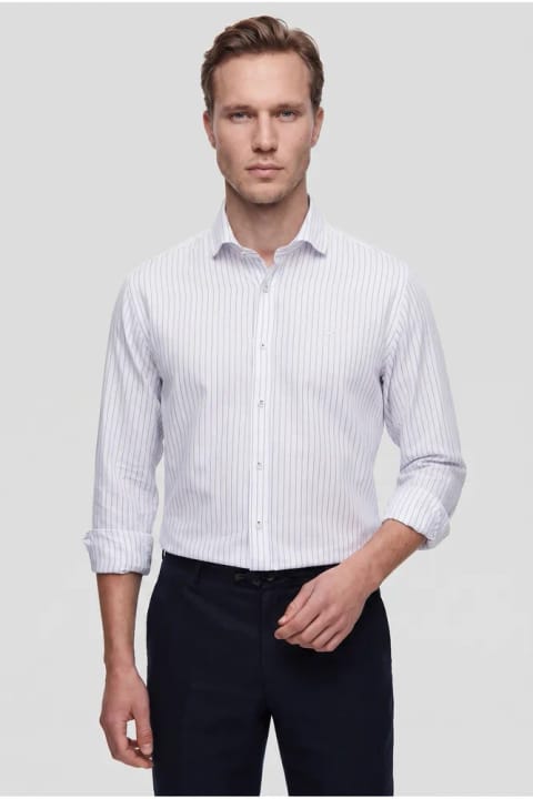 D'S Damat Ds Damat Comfort پیراهن راهراه سفید