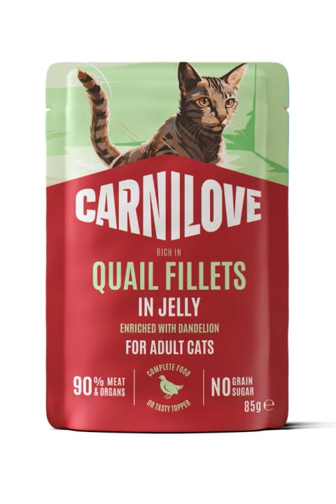 Carnilove غذای تر pouch بزرگسال با بوقلمون و بلدرچین (با قاصدک) در ژله