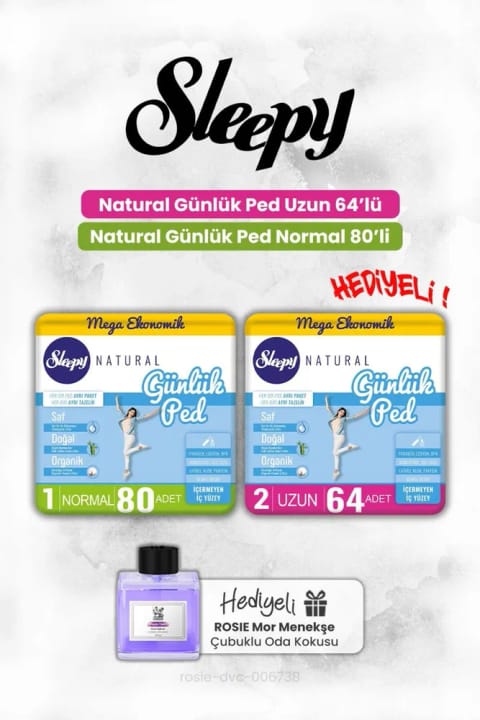 Sleepy Natural نرمال 80 و لانگ 64 عدد پد روزانه، رایحه ROSIE