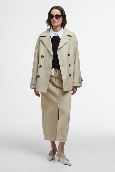 کاپشن ضدآب Barbour Maisy مدل SN11 رنگ Light Sand/Safari Tartan