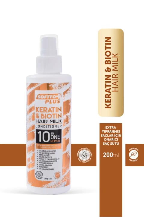 Softto Plus Keratin & Biotin اسپری مو، احیاکننده و مغذی ارگانیک مو