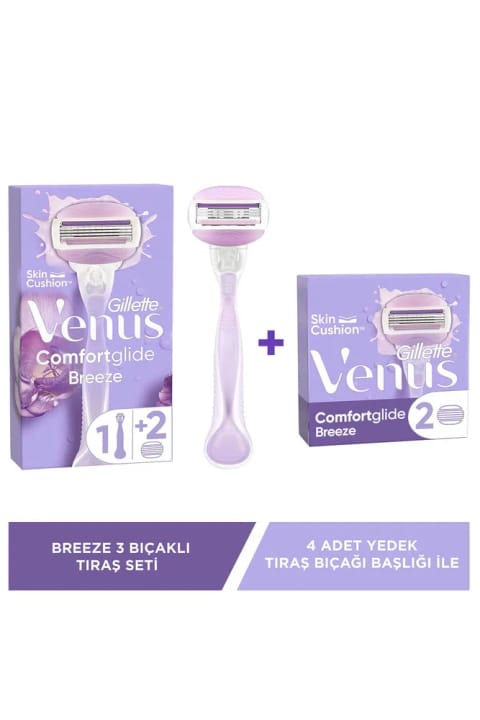 Gillette Venus Venus Comfort Glide Breeze ماشین اصلاح + ۲ عدد هد یدکی