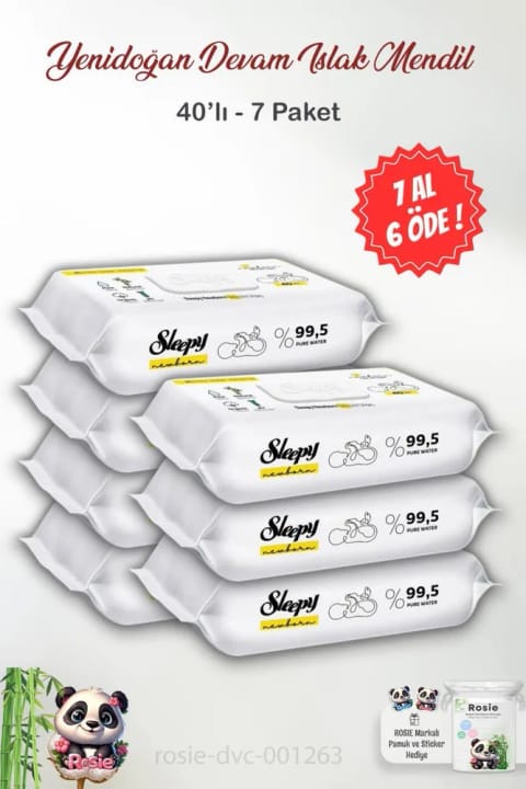 Sleepy 7 AL 6 ÖDE Sleepy دستمال مرطوب نوزادی ادامه‌دار ۴۰ عددی و R...