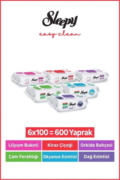 Sleepy Easy Clean دستمال تمیزکننده سطوح سری طبیعت و گل 6×100