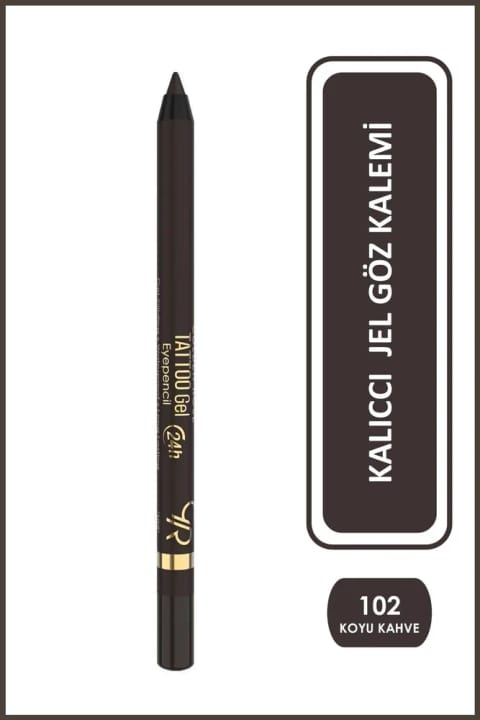 Golden Rose Tattoo Gel Eyepencil شماره 102 قهوهای تیره - ماندگاری 24 ساعت و مقاوم در برابر آب...