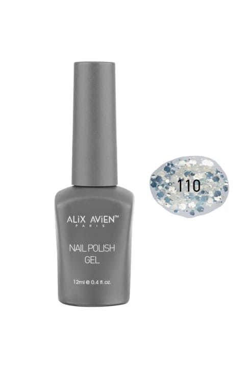 لاک ژل دائمی درخشان نقره‌ای شفاف Alix Avien 110