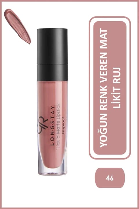 Golden Rose Longstay Liquid Matte Lipstick شماره 46 - رژ لب مخملی مایع ماندگار و بدون پخش