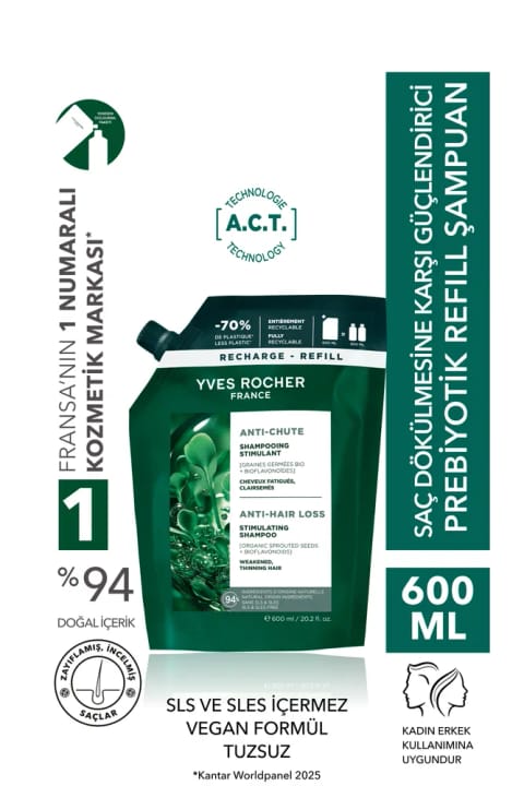 شامپو تقویتکننده Prebiotic ضد ریزش مو Yves Rocher (ریفیل)