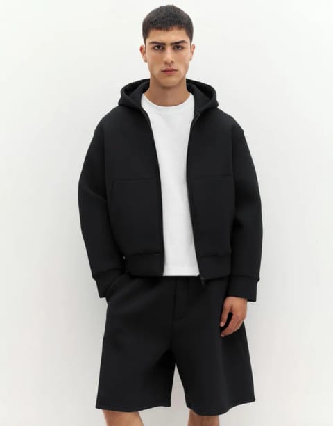 Sweatshirt هودی با ظاهر پارچه لاستیکی مصنوعی
