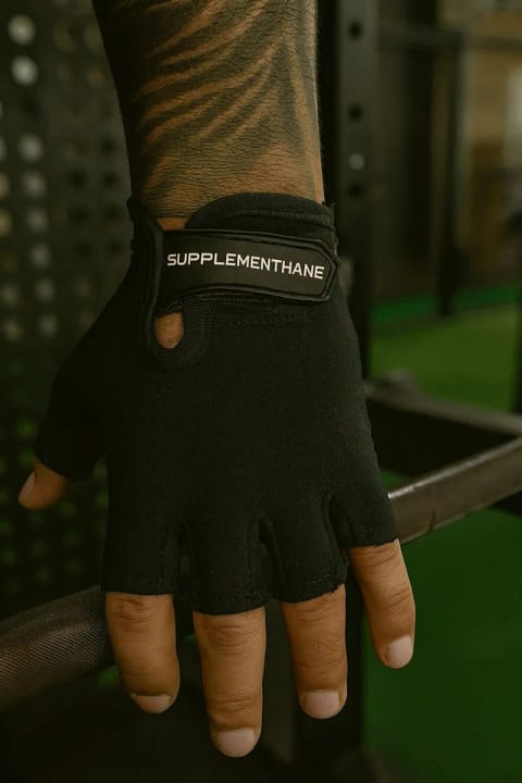 دستکش چرمی ورزشی بدنسازی Supplementhane Fitness Ağırlık Body - مشکی - سایز LARGE