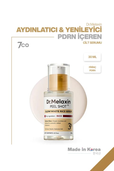 سرم شیشهای و صافکننده پوست Dr.Melaxin با عصاره برنج و PDRN 30ml