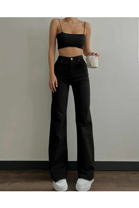 DRC trend Alya Ikon Straight Fit مشکی راسته فلر جین اسلش
