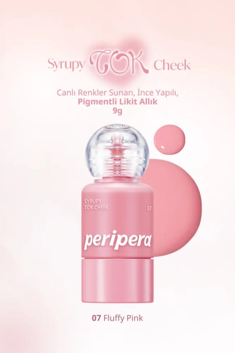 PERIPERA رژگونه مایع سبک با بافت یکپارچه با پوست، پیگمنته Syrupy Tok Che... — 07 Fluffy Pink