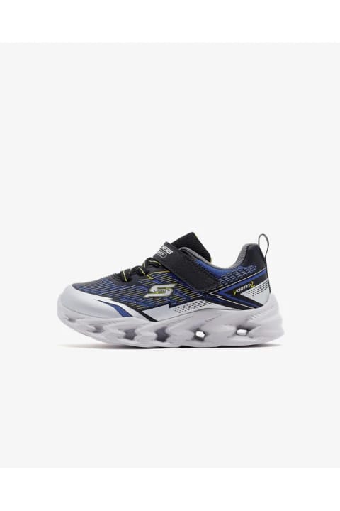 SKECHERS VORTEX 2.0 کفش اسپرت پسرانه کوچک طوسی با چراغ 400605N SLBK