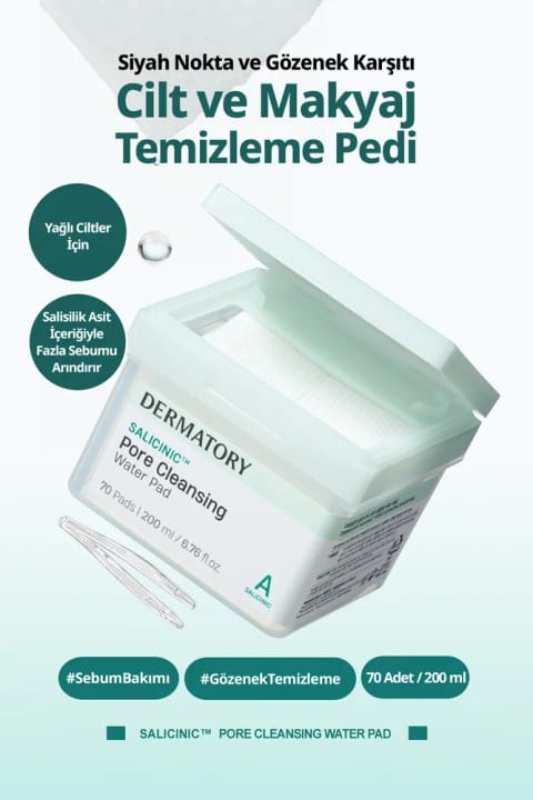 DERMATORY پد پاککننده آرایش با سالیسیلیک اسید برای پاکسازی سبوم اضافی پوست