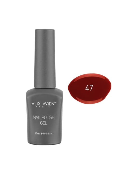 Alix Avien لاک ژلی دائمی قرمز تیره UV مدل 47 - 12 میلیلیتر
