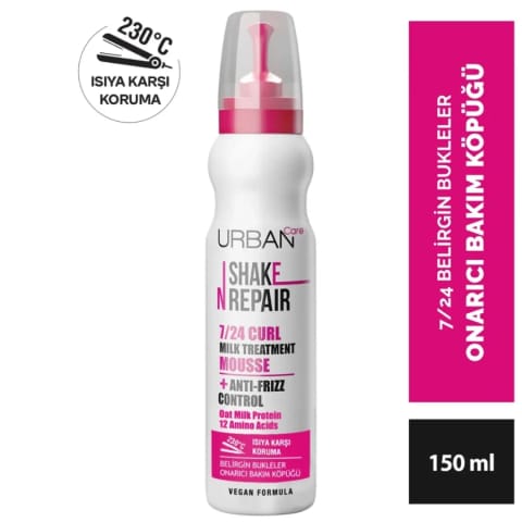 Urban Care Shake N Repair فوم مو 7/24 کرل میلک 150 میلی‌لیتر