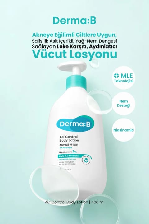 لوسیون بدن درخشانکننده ضدلک Derma B مناسب پوستهای مستعد آکنه