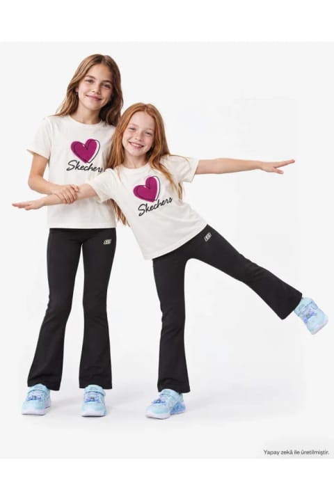 تی‌شرت دخترانه SKECHERS مدل G Regular Hearty سفید SK2620130-3855