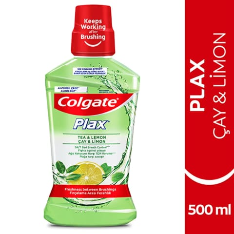 Colgate Plax چای و لیمو دهانشویه بدون الکل ۵۰۰ میلیلیتر