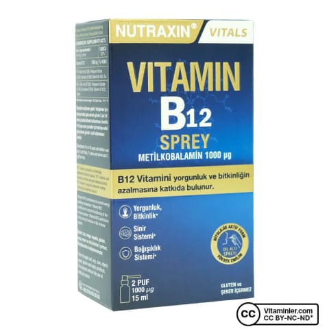 Nutraxin ویتامین B12 1000 میکروگرم اسپری 15 میلیلیتر