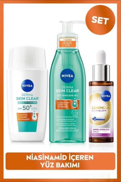 NIVEA Luminous630 Skin Glow سرم روشنکننده 30ml، کرم ضدآفتاب و ژل شستوشوی صورت