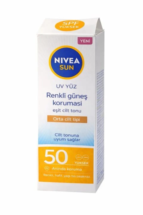 NIVEA SUN SPF50 رنگی ضدآفتاب صورت با محافظت بالا 50ml، بدون عطر