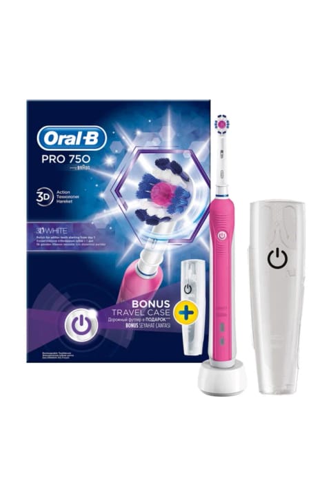 Oral-B Pro 750 صورتی شارژی با کیف سفر