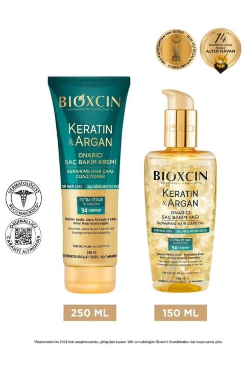 روغن مو ترمیمکننده و مغذی Bioxcin با کراتین و آرگان ۱۵۰ میلیلیتر