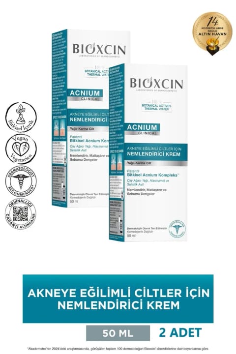 بیوکسین آکنیوم کرم مرطوبکننده متعادلکننده سبوم 2×50 میلیلیتر