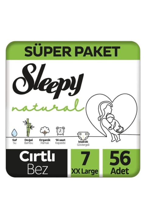 Sleepy Natural بسته اقتصادی پوشک بچه سایز 7 XX-Large 28 عددی — Super 56