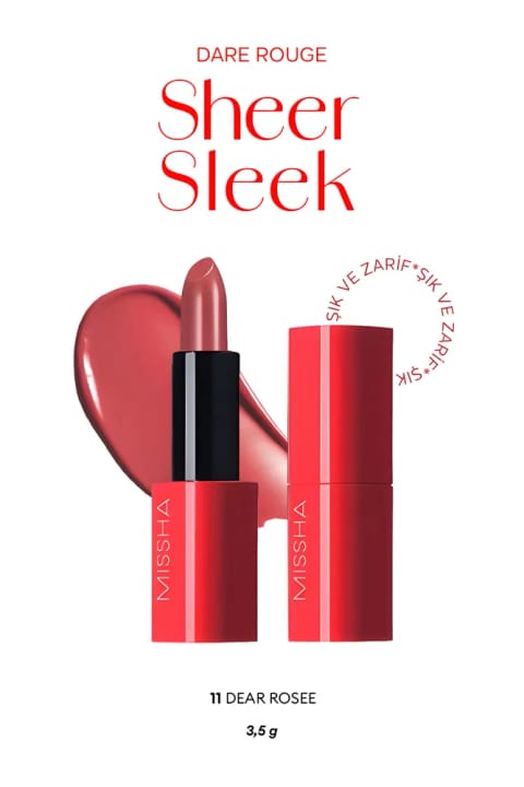 رژ لب Missha Dare Rouge Sheer Sleek با رنگدانه غلیظ، مغذی و با فینیش مرطوب — 11 Dear Rosee