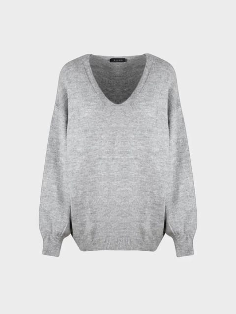 بافت یقه هفت Oversize - طوسی