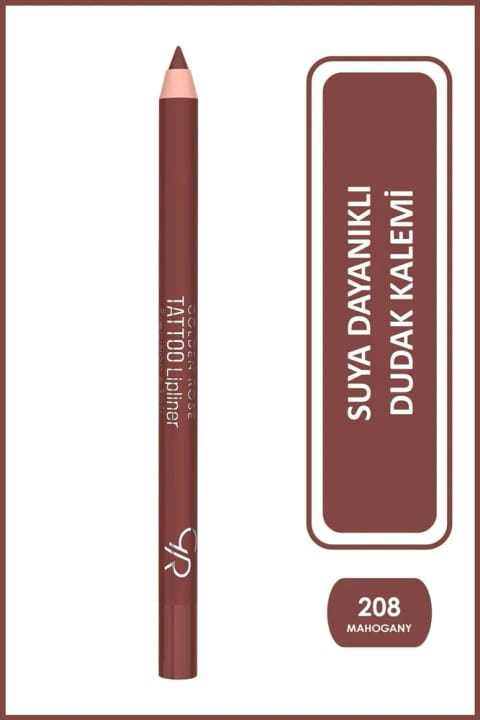 Golden Rose Tattoo Lipliner شماره 208 ماهاگونی - مقاوم در برابر آب و ماندگاری طولانی...
